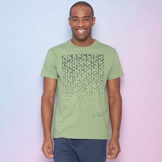 Camiseta Com Recortes- Verde & Verde Escuro