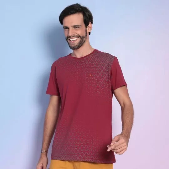 Camiseta Geométrica- Vermelho Escuro & Cinza Escuro