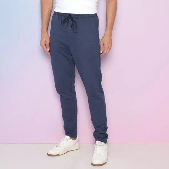 Calça Jogger Com Recortes- Azul Marinho