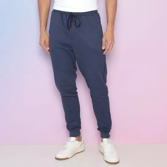 Calça Jogger Com Recortes- Azul Marinho