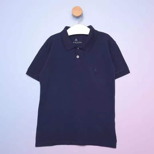 Polo Com Bordado- Azul Marinho