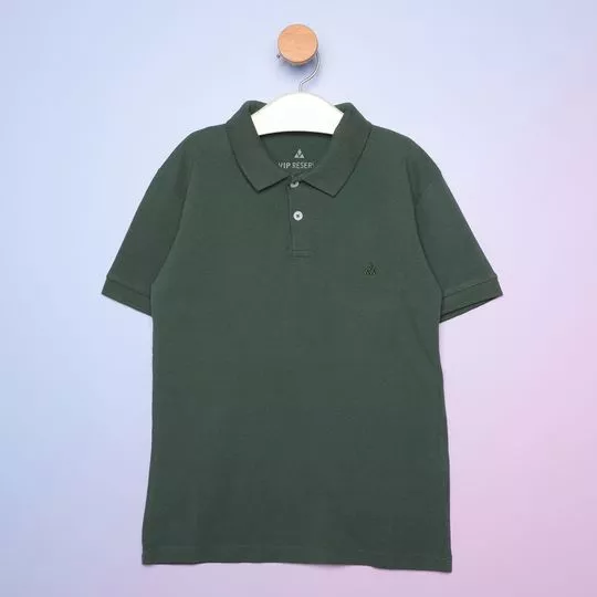 Polo Com Bordado- Verde Escuro