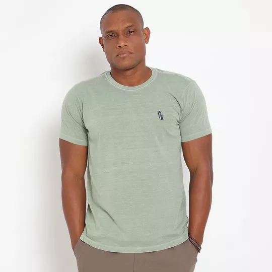 Camiseta Com Bordado- Verde Claro