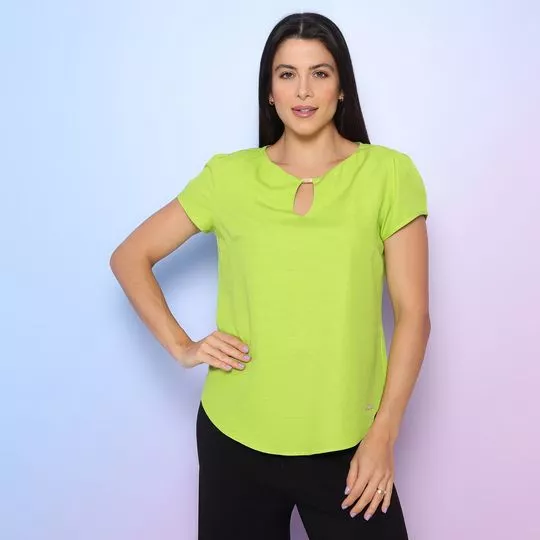 Blusa Com Linho- Verde Claro