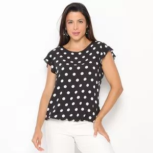 Blusa Poá<BR>- Preta & Off White