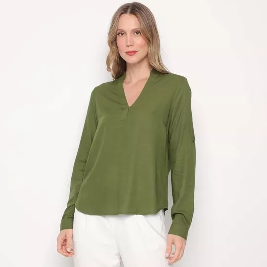 Blusa Com Recortes- Verde Militar