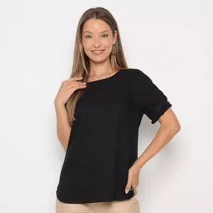 Blusa Com Babados<BR>- Preta