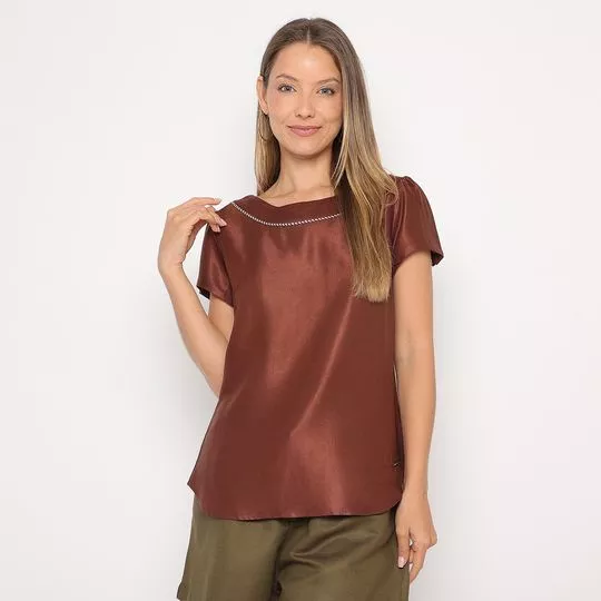 Blusa Acetinada- Marrom