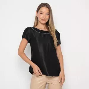 Blusa Acetinada<BR>- Preta