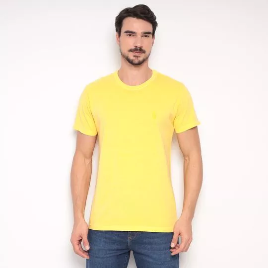 Camiseta Com Bordado- Amarela