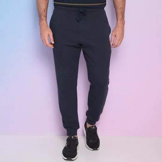 Calça Jogger Com Bolsos- Azul Marinho- Mirasul