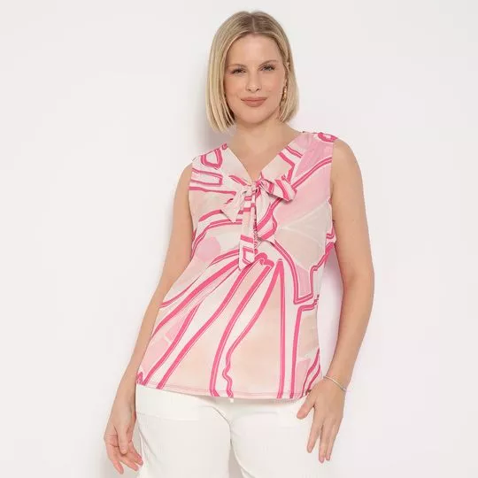 Blusa Abstrata- Rosa Claro & Rosa- Mirasul