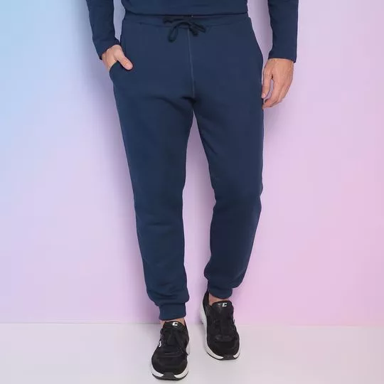 Calça Jogger Em Moletom- Azul Marinho- Mirasul