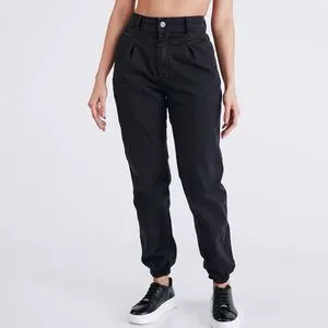 Calça Jeans Jogger Com Bolsos<BR>- Preta<BR>- Zait Jeans