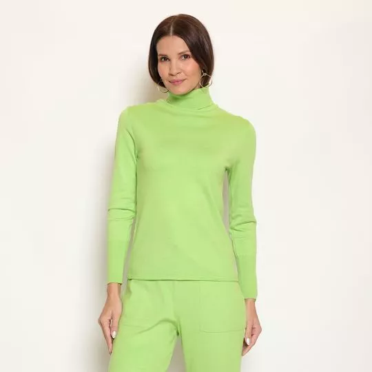 Blusa Em Tricô Com Recortes- Verde Claro