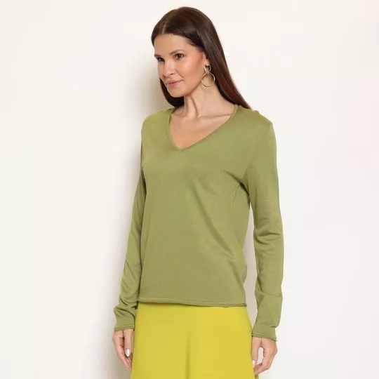 Blusa Em Tricô- Verde Claro