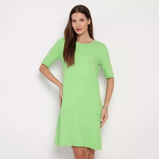 Vestido Curto Em Tricô- Verde Limão