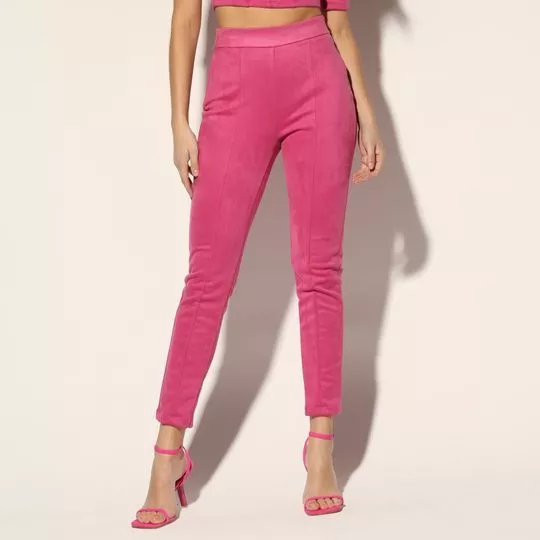 Calça Skinny Texturizada- Rosa