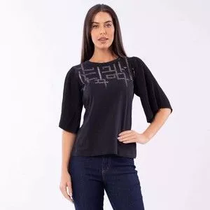 Blusa Abstrata<BR>- Preta & Cinza