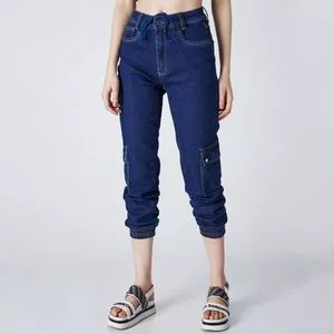 Calça Jeans Jogger Com Bolsos<BR>- Azul Marinho<BR>- Zait Jeans