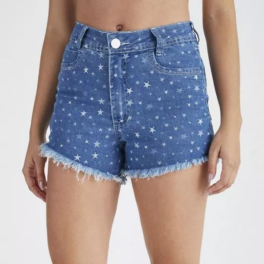 Short Jeans Estrelas- Azul & Branco- Zait Jeans