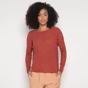 Blusa Em Tricô<BR>- Laranja Escuro