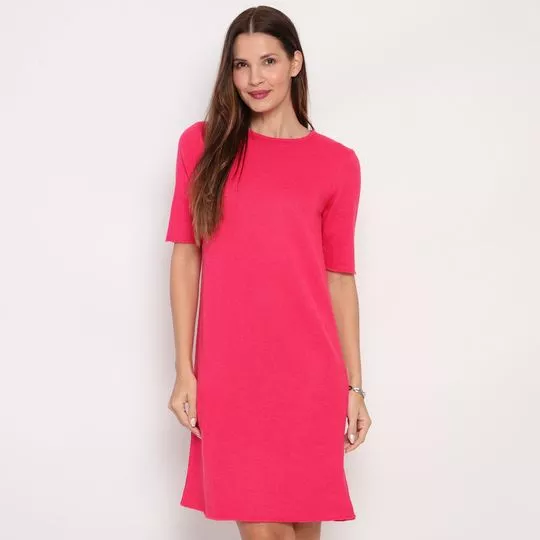 Vestido Curto Em Tricô- Pink