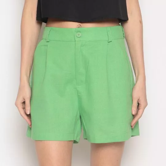 Short Com Linho- Verde