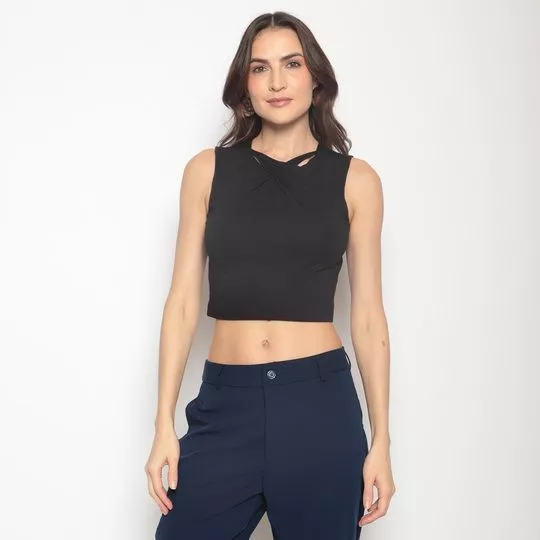 Cropped Com Transpasse- Preto