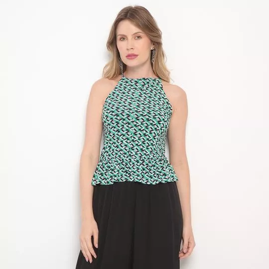 Blusa Abstrata- Verde Água & Preta