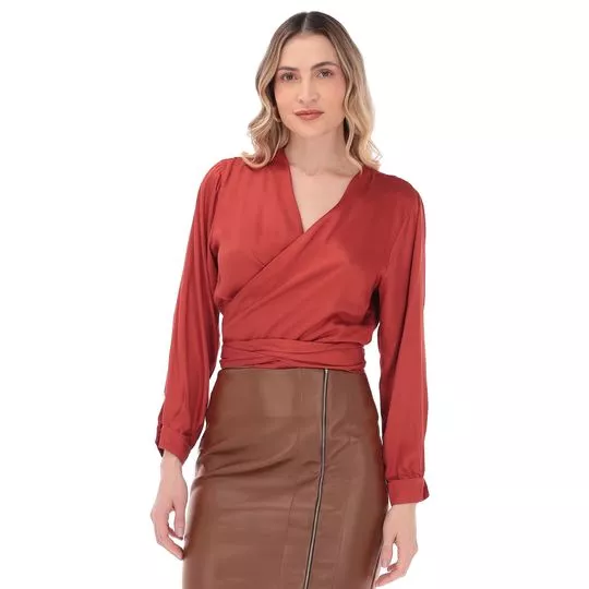 Blusa Com Transpasse- Laranja Escuro