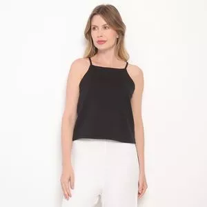 Blusa Com Recortes<BR>- Preta