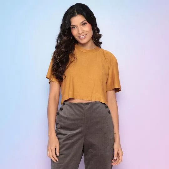 Cropped Liso- Amarelo Escuro