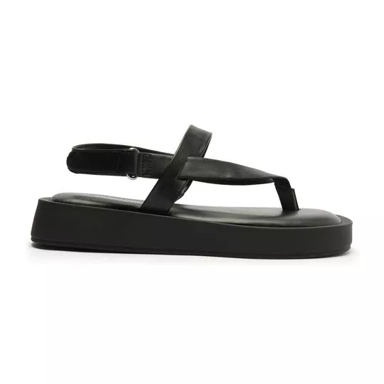 Sandália Plataforma Com Tiras- Preta- Salto: 3,5cm- Anacapri