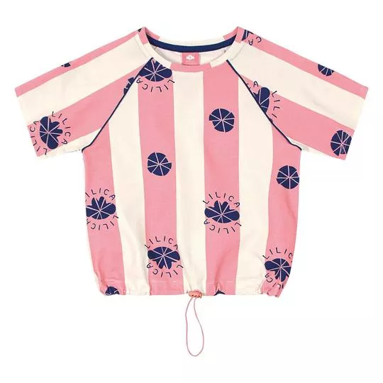 Blusa Infantil Listrada- Off White & Rosa