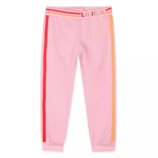 Calça Jogger Texturizada- Rosa Claro & Vermelha