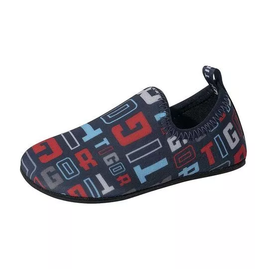 Slip On Com Letras- Azul Marinho & Vermelho