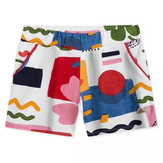 Short Infantil Com Bolsos- Branco & Azul