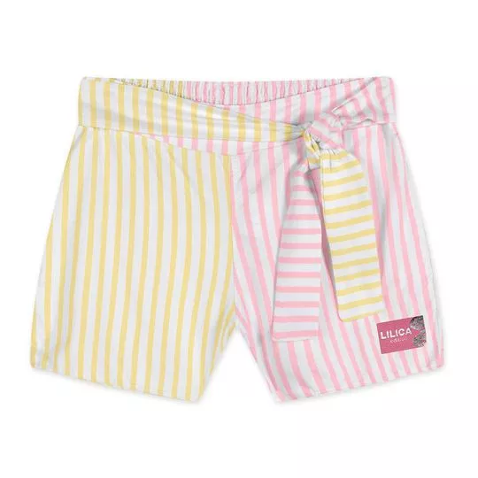 Short Listrado- Branco & Rosa