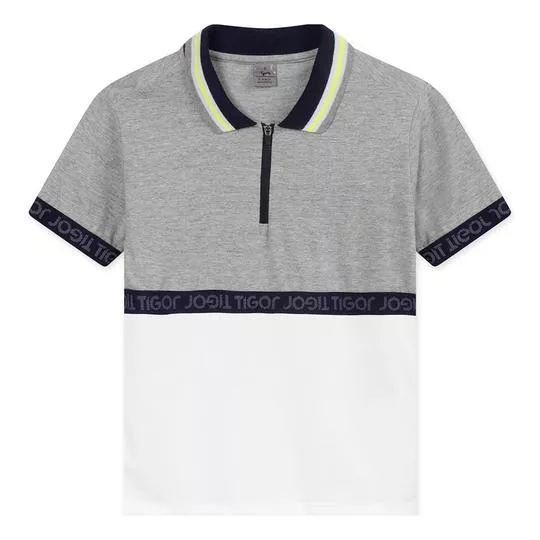 Polo Infantil Com Tigor - Cinza & Branca