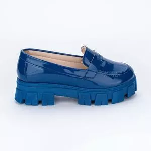 Loafer Com Recortes<BR>- Azul Escuro