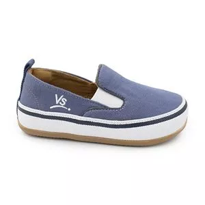 Slip On Com Recortes<BR>- Azul & Branco<BR>- Blue Infantil