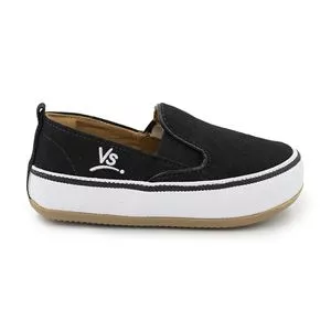 Slip On Com Recortes<BR>- Preto & Branco<BR>- Blue Infantil