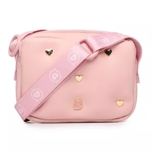 Bolsa Transversal Com Corações<BR>- Rosa