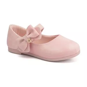 Sapato Boneca Com Laço<BR>- Rosa Claro<BR>- Klin