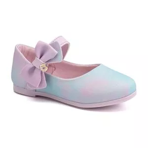 Sapato Boneca Com Laço<BR> - Lilás & Azul Claro<BR> - Klin