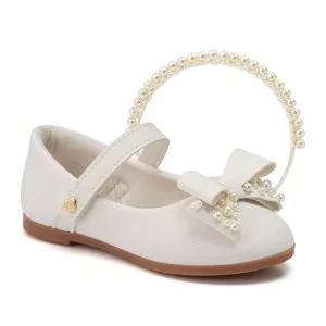 Sapato Boneca Com Pedraria<BR>- Branco