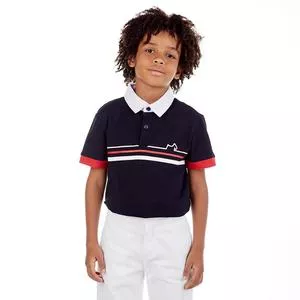 Polo Listrada<BR>- Azul Marinho & Branca<BR>- Oliver