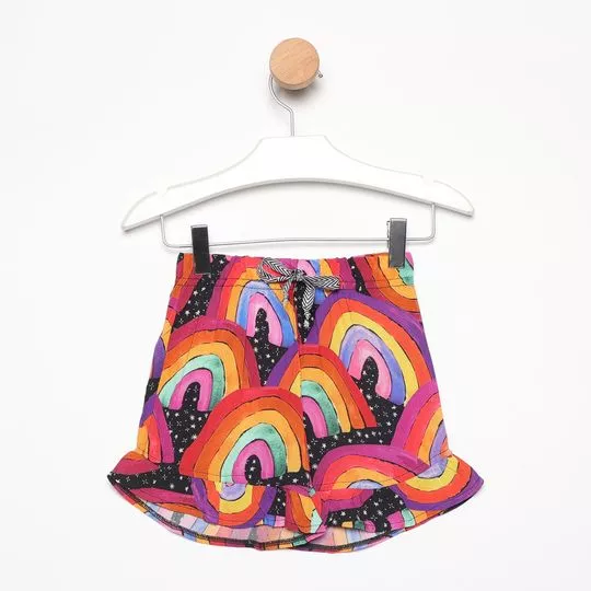 Short Arco-Íris- Preto & Rosa- MiniTips