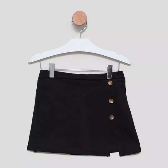 Short Saia Com Botões- Preto- MiniTips